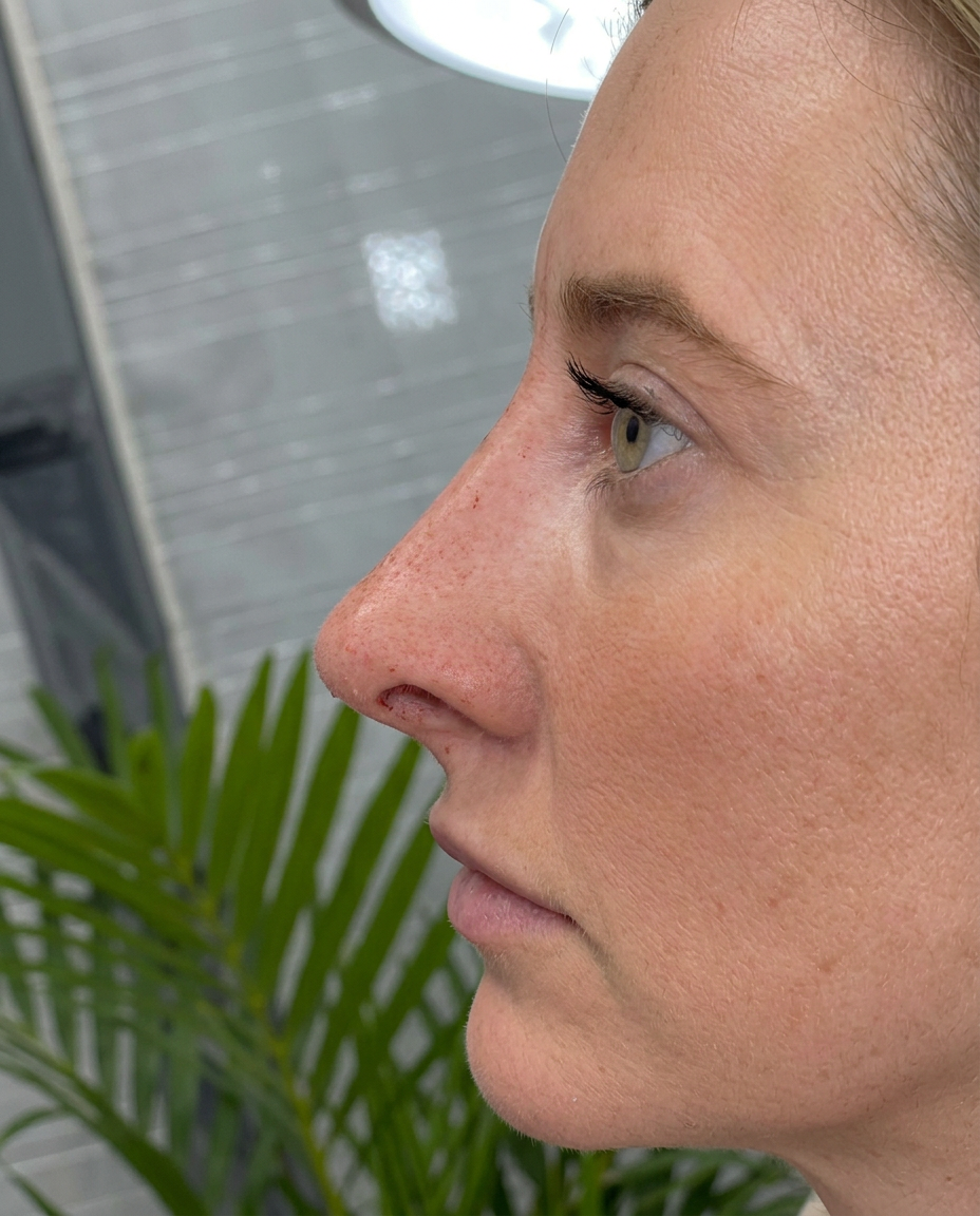 Liquid rhinoplasty after treatment, shown in side profile